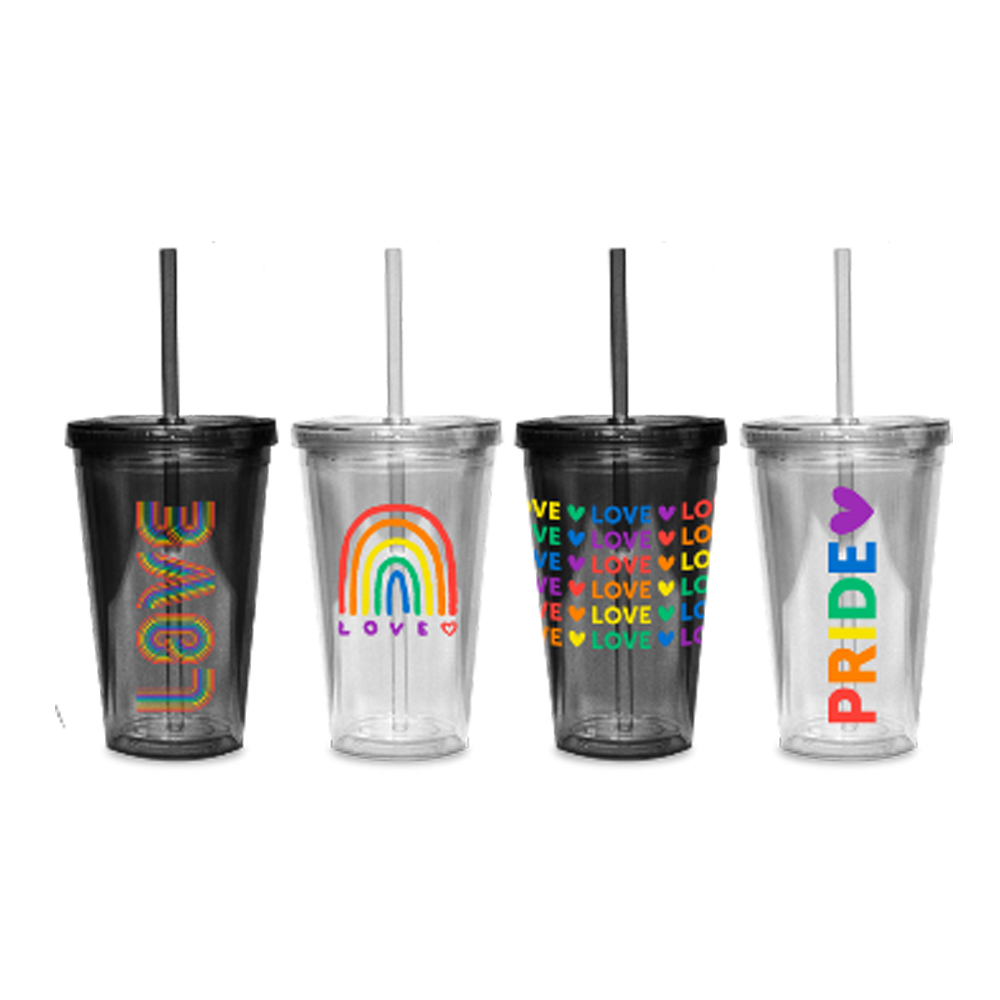 16 OZ PS double wall tumbler with print